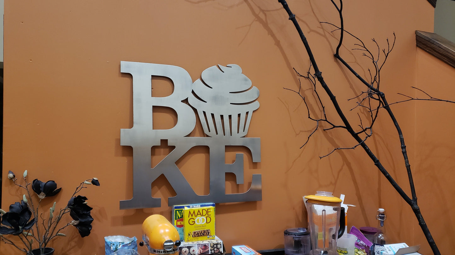 "Bake" Cupcake - Metal Sign
